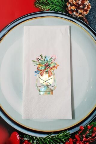 Yılbaşı Gaz Lambası Tasarım Yılbaşı Sunum Peçetesi