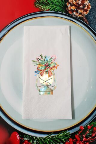 Yılbaşı Gaz Lambası Tasarım Yılbaşı Sunum Peçetesi