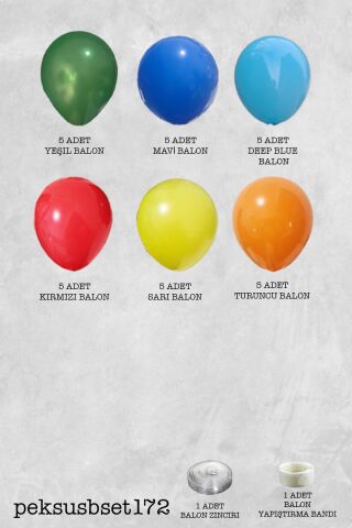 Canlı Gökkuşağı Renkler Balon Zinciri Seti