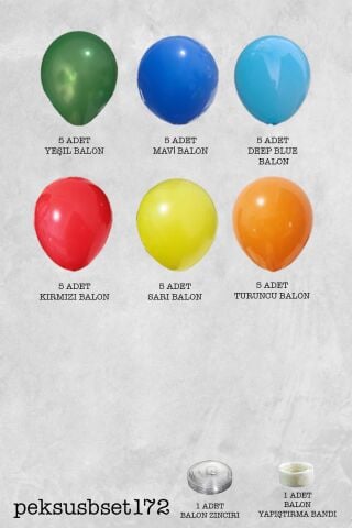 Canlı Gökkuşağı Renkler Balon Zinciri Seti