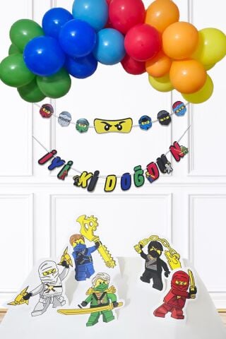 Ninjalar Tema Doğum Günü Balon Zinciri Seti Ninja Konsept Doğum Günü Süsleme Seti