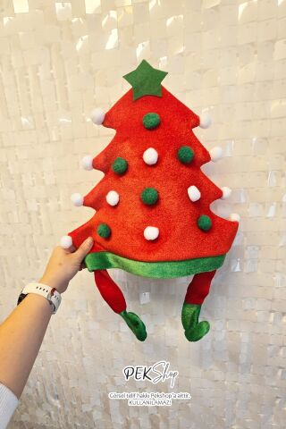 Yılbaşı Parti Şapkası Dev Yılbaşı Ağacı Şeklinde Yılbaşı Şapkası