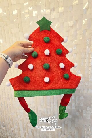 Yılbaşı Parti Şapkası Dev Yılbaşı Ağacı Şeklinde Yılbaşı Şapkası