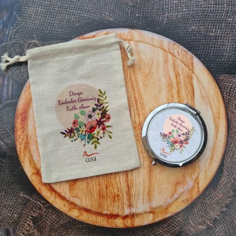 8 Mart Kadınlar Günü Hediyesi Ayna Firma Logolu