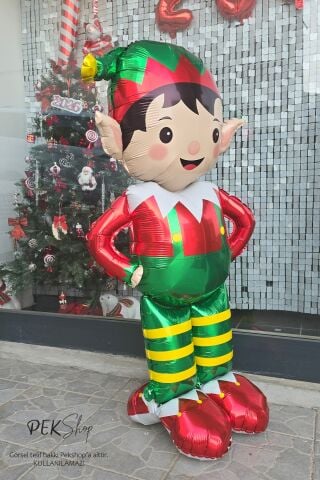 Ayaklı Dev Elf Folyo Balon Yılbaşı Süsleme Balonu