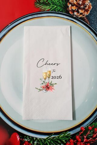 Cheers to 2026 Yazılı Yılbaşı Sunum Peçetesi