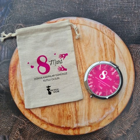 8 Mart Kadınlar Günü Hediyesi Metal Cep Aynası