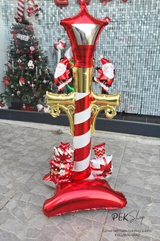 Ayaklı Büyük Yılbaşı Sokak Lambası Folyo Balon Yılbaşı Süsleme Balonu
