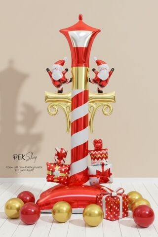 Ayaklı Büyük Yılbaşı Sokak Lambası Folyo Balon Yılbaşı Süsleme Balonu