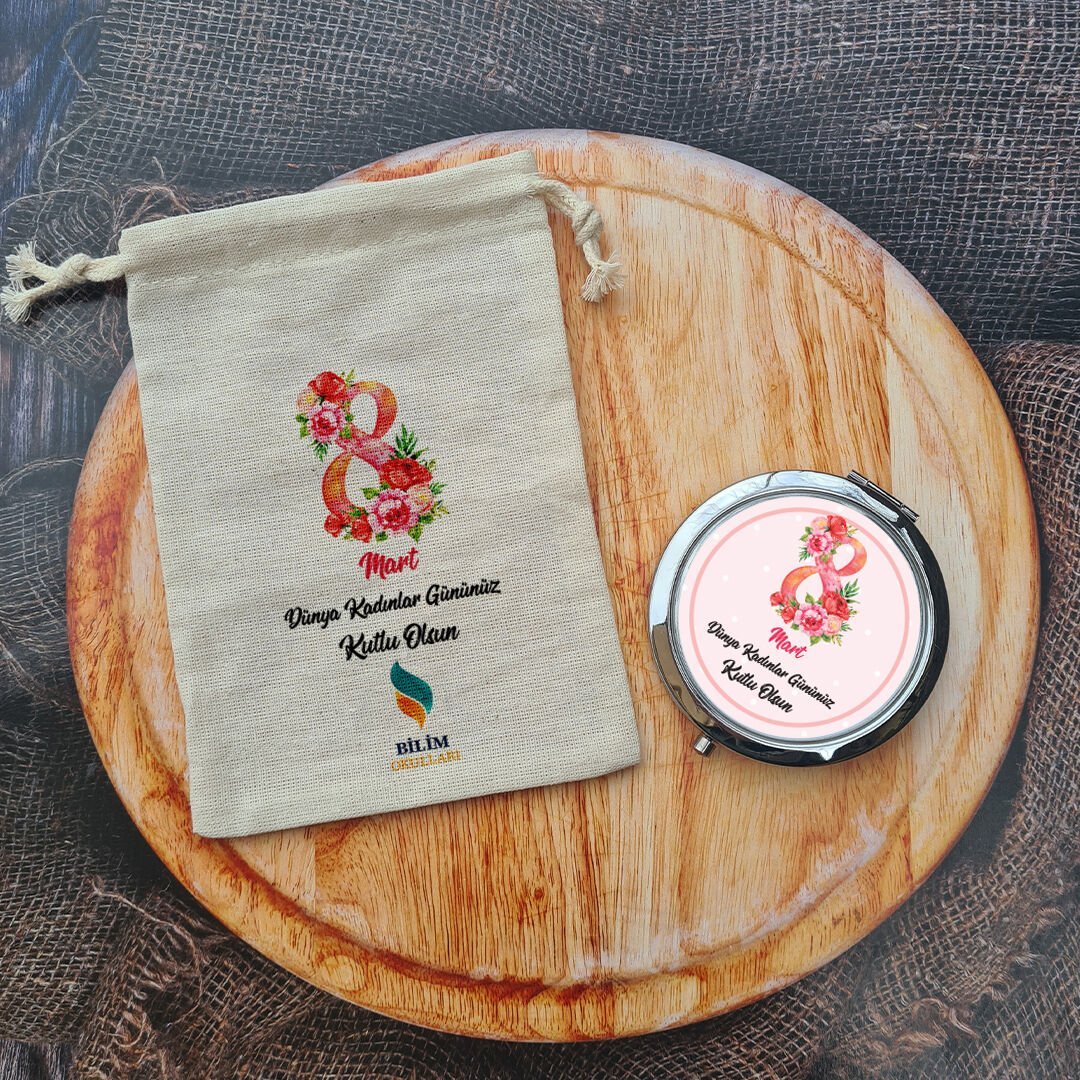 8 Mart Kadınlar Günü Hediyesi Metal Cep Aynası