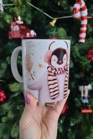 Yılbaşı Penguen Tasarım Yılbaşı Hediyesi Kupa Bardak