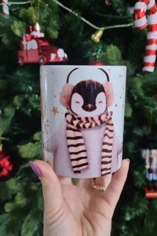 Yılbaşı Penguen Tasarım Yılbaşı Hediyesi Kupa Bardak