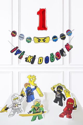 Ninja Konsept Doğum Günü Yaş Balonlu Ninja Tema Süsleme Seti 1