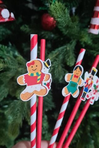 Eğlenceli Yılbaşı Pipet Süsleri Yılbaşı Sofra Süsleri 10 lu Paket Pipet