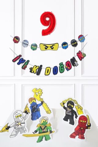Ninja Konsept Doğum Günü Yaş Balonlu Ninja Tema Süsleme Seti 9