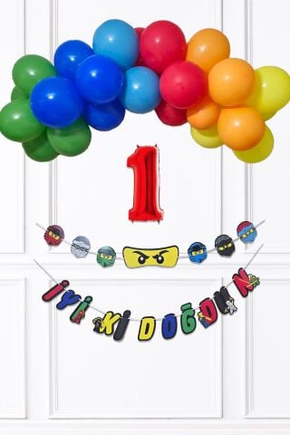 Ninja Konsept Doğum Günü Balon Banner SetiNinja Tema Süsleme Seti