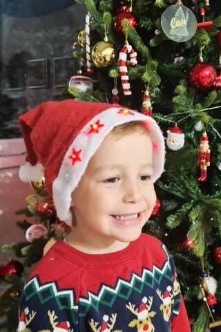 Işıklı Yılbaşı Şapkası Kırmızı Pamuklu 3 Programlı Işıklı Yeni Yıl Şapkası