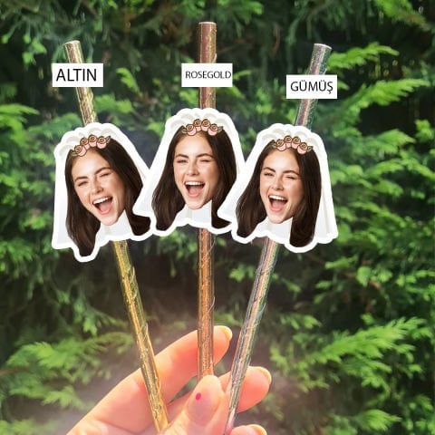 Duvaklı Bride to be Fotoğraf Baskılı Pipet Takımı 5 li