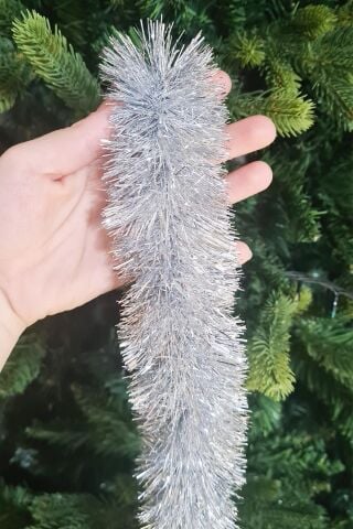 Sim Garland Kalın GÜMÜŞ 2 Metre Boyun Süsü Yılbaşı Parti Aksesuarı