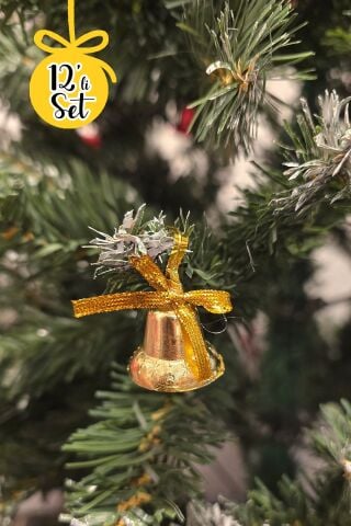 Gold Yılbaşı Çanları Ağaç Süsleri Seti 12li Çan Yılbaşı Ağaç Süsü