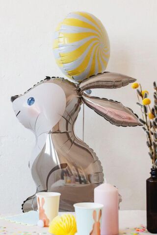 Parlak Tavşan Folyo Balon Beyaz Gümüş Tavşan Balon