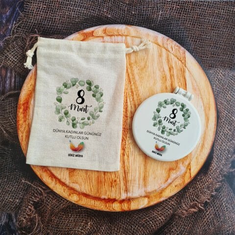 Hediyelik Ayna Kadınlar Günü Hediyesi Logo Baskılı