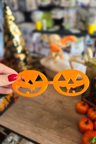 Balkabağı Şekilli Plastik Gözlük Halloween Parti Gözlüğü Turuncu Balkabağı 1 Adet