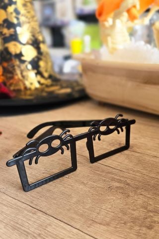 Örümcekli Plastik Gözlük Halloween Parti Gözlüğü Siyah 1 Adet