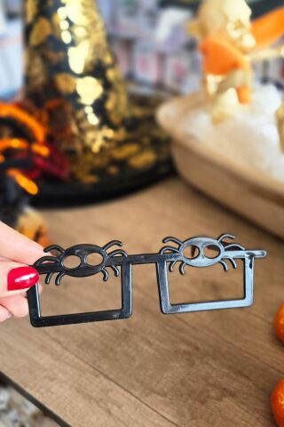 Örümcekli Plastik Gözlük Halloween Parti Gözlüğü Siyah 1 Adet