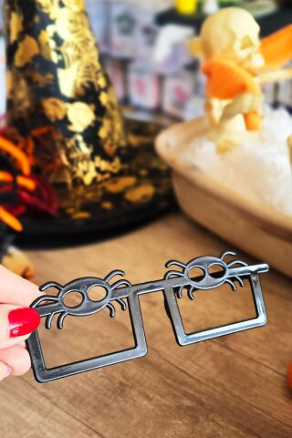 Örümcekli Plastik Gözlük Halloween Parti Gözlüğü Siyah 1 Adet