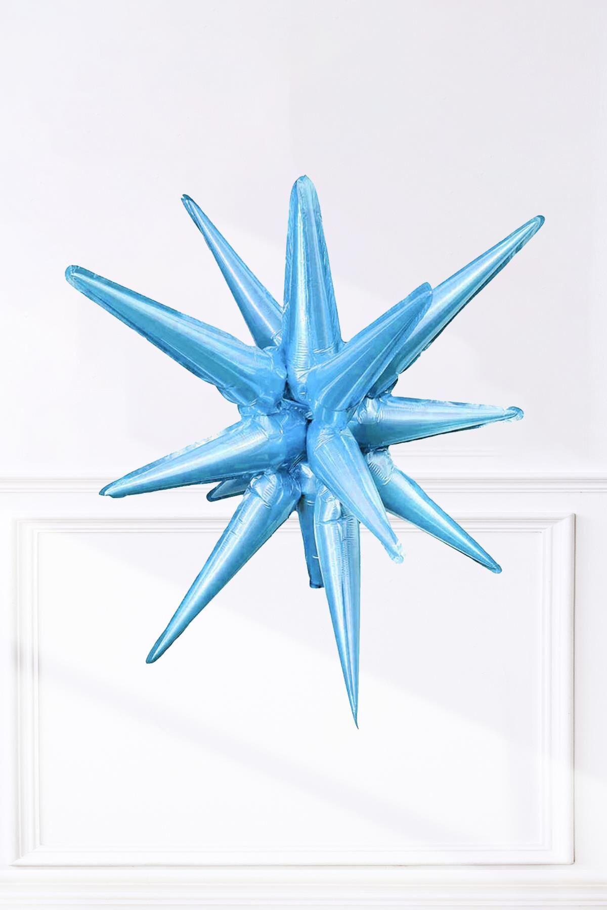 Açık Mavi Kutup Yıldızı Folyo Balon Tek Parça Büyük Kutup Yıldız Balon 27inç 70cm