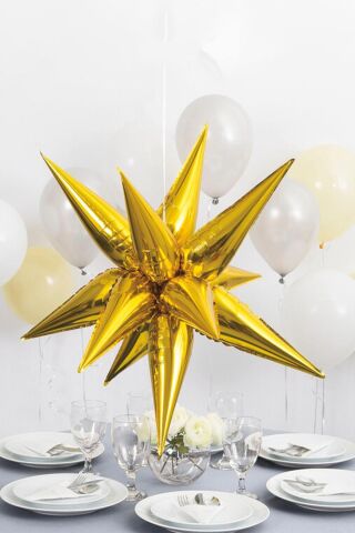 Gold Kutup Yıldızı Folyo Balon Tek Parça Büyük Kutup Yıldız Balon 27inç 70cm