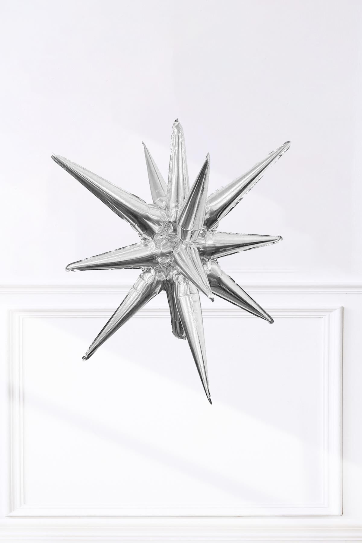 Gümüş Kutup Yıldızı Folyo Balon Tek Parça Büyük Kutup Yıldız Balon 27inç 70cm