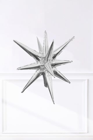 Gümüş Kutup Yıldızı Folyo Balon Tek Parça Büyük Kutup Yıldız Balon 27inç 70cm