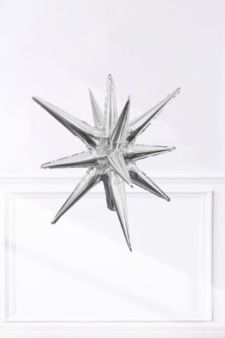 Gümüş Kutup Yıldızı Folyo Balon Tek Parça Büyük Kutup Yıldız Balon 27inç 70cm