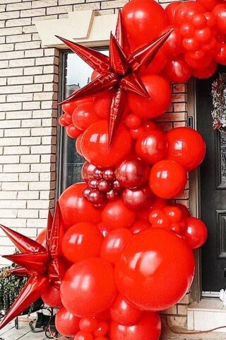 Kırmızı Kutup Yıldızı Folyo Balon Tek Parça Büyük Kutup Yıldız Balon 27inç 70cm