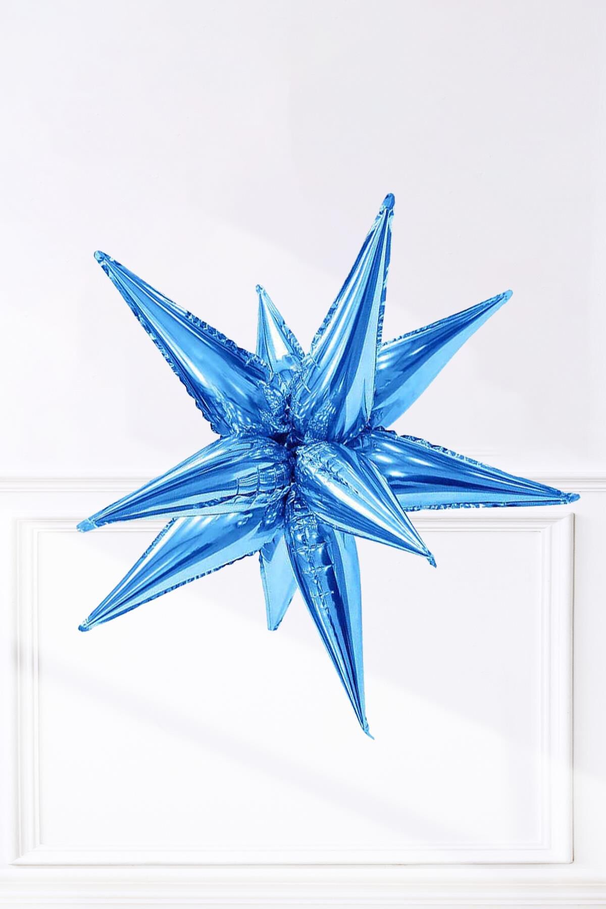 Mavi Kutup Yıldızı Folyo Balon Tek Parça Büyük Kutup Yıldız Balon 27inç 70cm