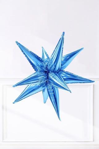 Mavi Kutup Yıldızı Folyo Balon Tek Parça Büyük Kutup Yıldız Balon 27inç 70cm