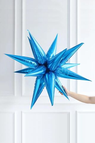 Mavi Kutup Yıldızı Folyo Balon Tek Parça Büyük Kutup Yıldız Balon 27inç 70cm