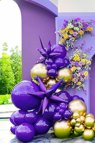 Mor Kutup Yıldızı Folyo Balon Tek Parça Büyük Kutup Yıldız Balon 27inç 70cm