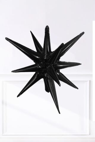 Siyah Kutup Yıldızı Folyo Balon Tek Parça Büyük Kutup Yıldız Balon 27inç 70cm