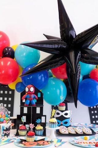 Siyah Kutup Yıldızı Folyo Balon Tek Parça Büyük Kutup Yıldız Balon 27inç 70cm