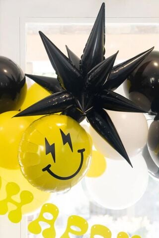 Siyah Kutup Yıldızı Folyo Balon Tek Parça Büyük Kutup Yıldız Balon 27inç 70cm