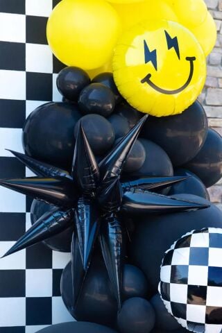 Siyah Kutup Yıldızı Folyo Balon Tek Parça Büyük Kutup Yıldız Balon 27inç 70cm