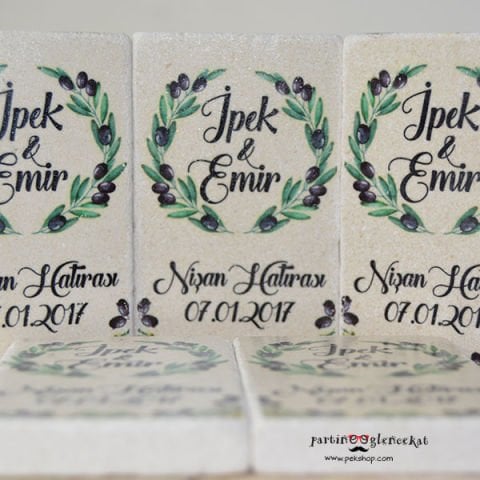 Zeytin Konsept Taş Magnet Nişan Düğün Hatırası