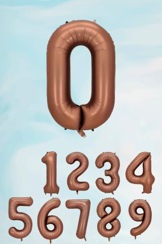 Retro Çikolata Kahve Renk Rakam Balon 80 cm Retro Renk Yaş Balonları