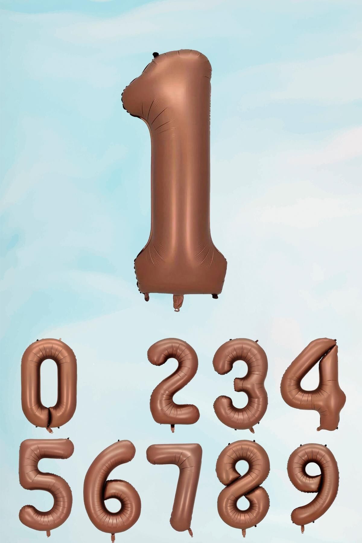 Retro Çikolata Kahve Renk Rakam Balon 80 cm Retro Renk Yaş Balonları