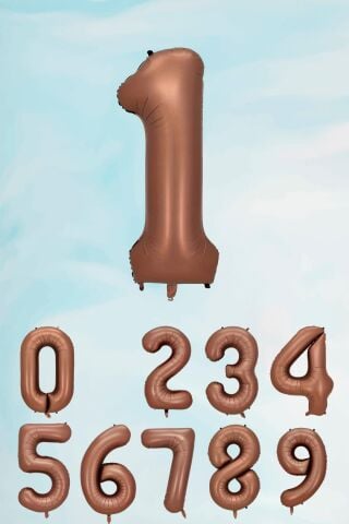 Retro Çikolata Kahve Renk Rakam Balon 80 cm Retro Renk Yaş Balonları