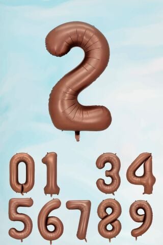 Retro Çikolata Kahve Renk Rakam Balon 80 cm Retro Renk Yaş Balonları