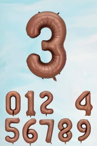 Retro Çikolata Kahve Renk Rakam Balon 80 cm Retro Renk Yaş Balonları
